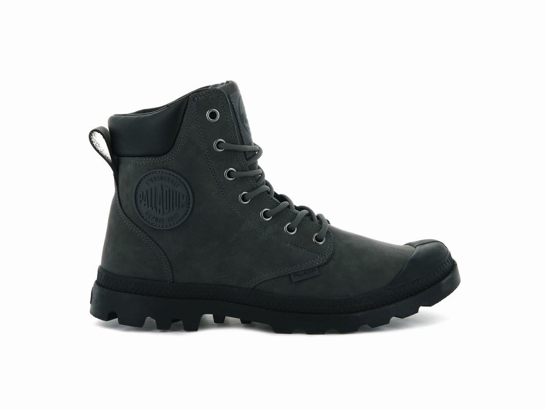 Palladium Pampa Cuff Wp Lux Mens Waterproof Boots Black Australia [UTINPF-284]